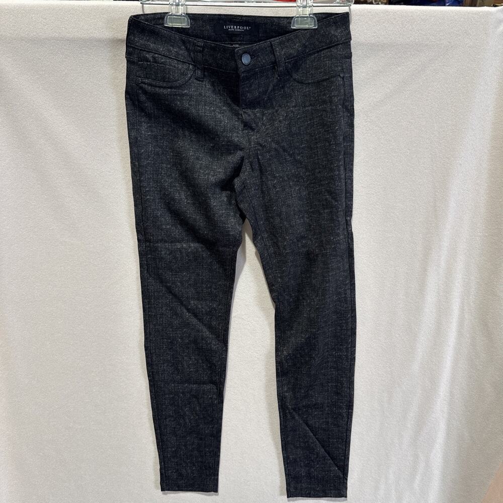 Liverpool Jean Co Dress Pants Womens Petite Sz 4/27 Black Gray Wash Stretch